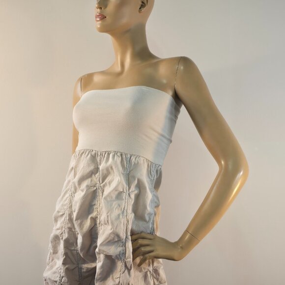 Elan Gathered Ruched Cotton Maxi Skirt Size S Boho Festival Variegated Taupe - Picture 9 of 11